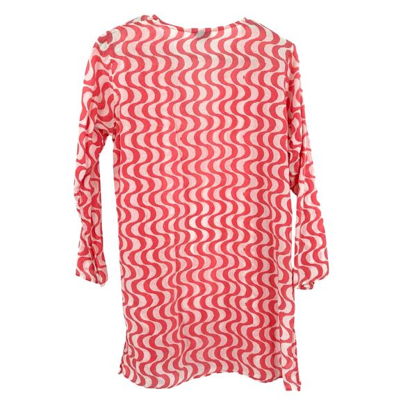 Roberta Roller Rabbit Size‎ Medium Long Sleeve Cotton Dress Tunic Cover Up Pink - Picture 2 of 8